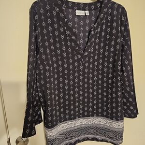 Kim Rogers Black and White Patterned Blouse